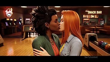 Amber Bennett x Atom Eve lesbian kissing (Invincible / AI generated)